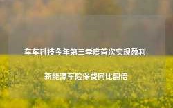 车车科技今年第三季度首次实现盈利 新能源车险保费同比翻倍