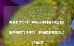 保利长大申请一种机械手臂结构及其抓取钢筋笼方法专利，解决钢筋笼受力点少的问题